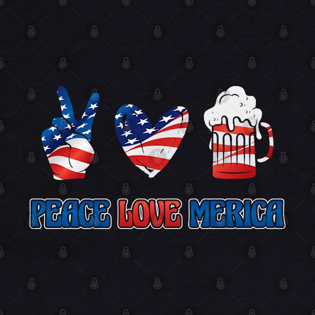 Peace Love Merica 4th of July American Flag by aneisha